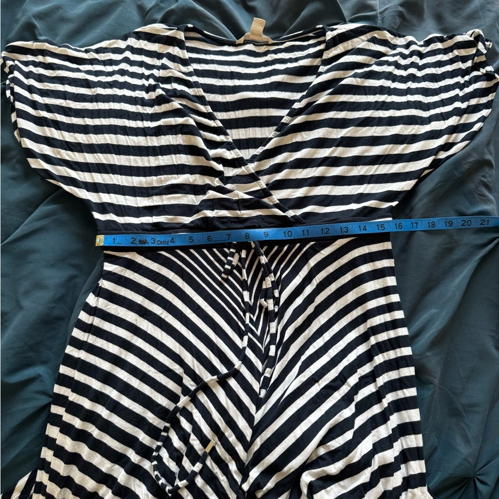 BANANA REPUBLIC: Navy & White Striped Maxi Dress Size L - Picture 8 of 9